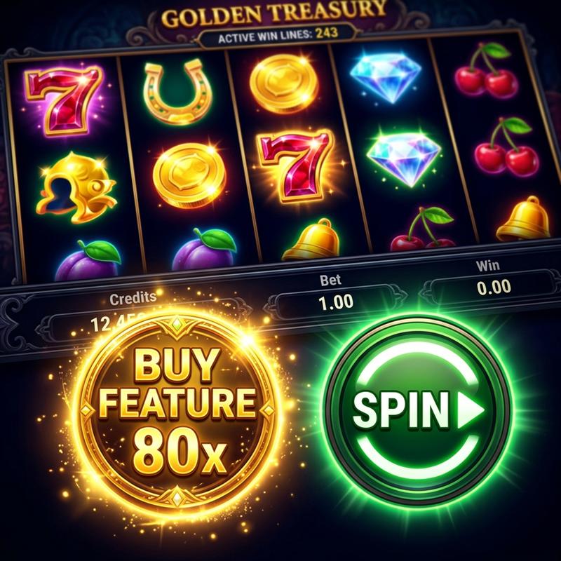 Bonus buy feature button on an online slot game interface