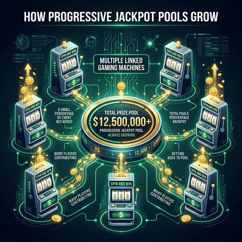 How progressive jackpot prize pools grow from player bets
