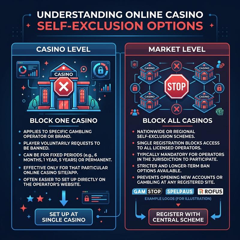 Self-exclusion program options available at licensed online casinos