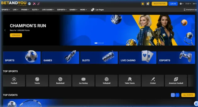 BetAndYou Casino Homepage