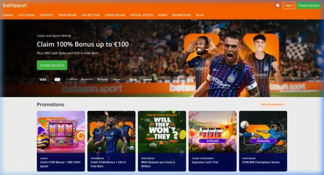 Betsson Casino Homepage