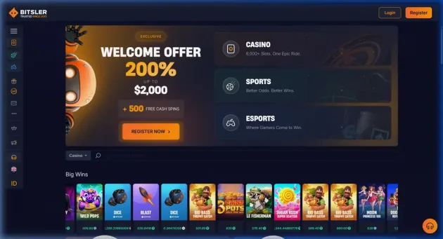 Bitsler Casino Homepage
