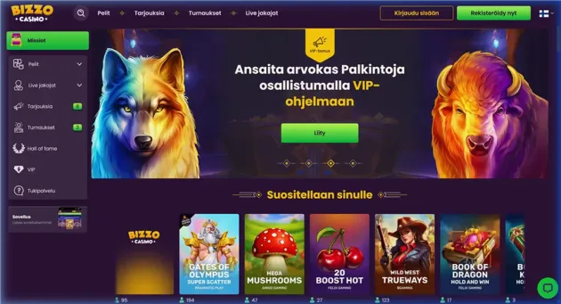 Bizzo Casino Homepage