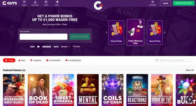 Guts Casino Homepage