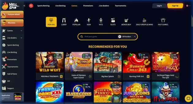 HellSpin Casino Games