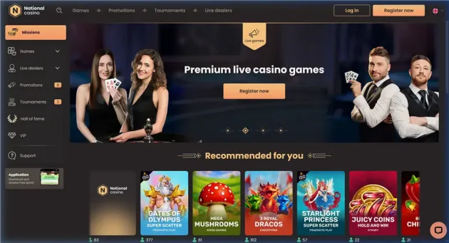 National Casino homepage