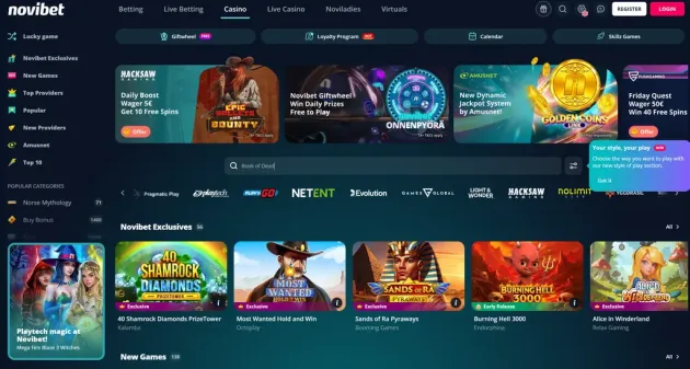 Novibet Casino Games