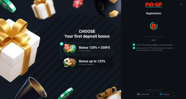 Pin-Up Casino vertical navigation