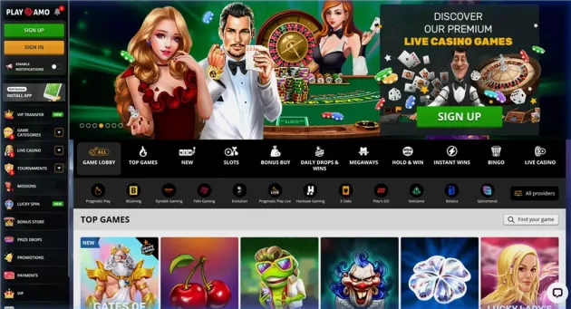 PlayAmo Casino Homepage