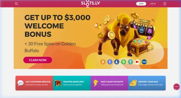 Slots.lv Homepage