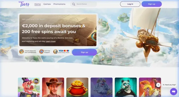 Tsars Casino Homepage