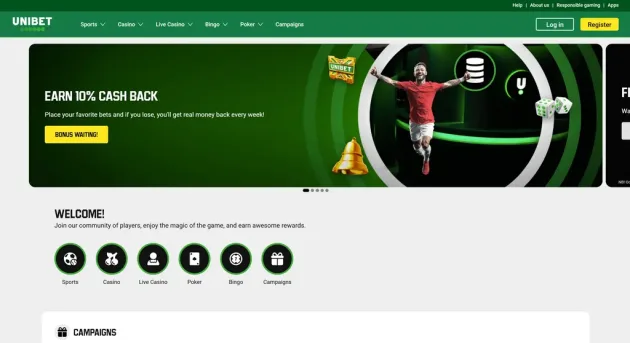 Unibet Homepage