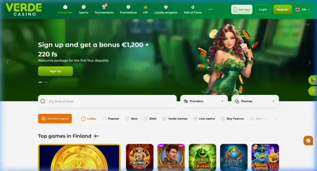 Verde Casino Homepage
