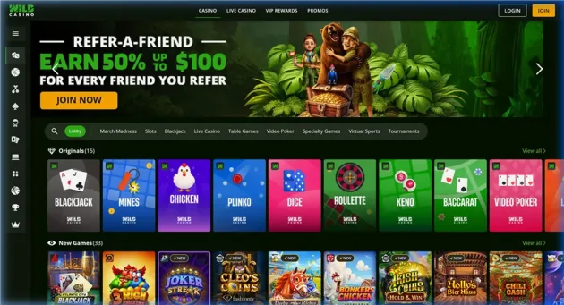 Wild Casino Homepage
