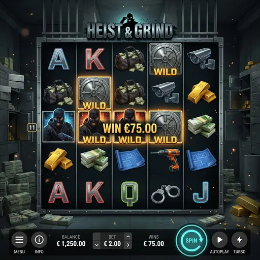 Cash Crew base game with heist symbols and 19 paylines