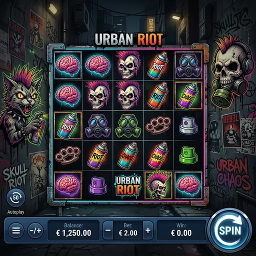 Chaos Crew slot base game with Cranky Cat wilds and punk symbols