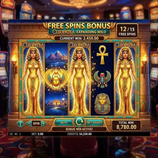Ancient Egypt free spins expanding pharaoh symbol basic 2018 visual style 10 paylines classic design