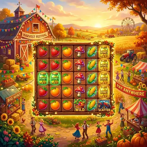 Barn Festival slot 6x5 grid 4096 ways farm harvest theme money respin large grid collection