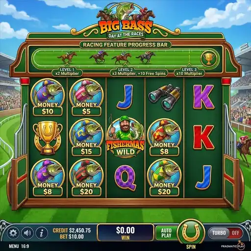 Big Bass Day at the Races slot with horse racing meets fishing theme