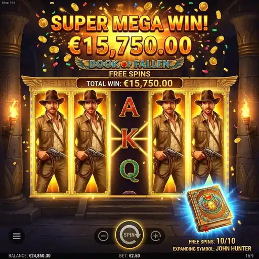 Book of Fallen free spins expanding symbol filling reels book wild scatter dual role ancient ruins