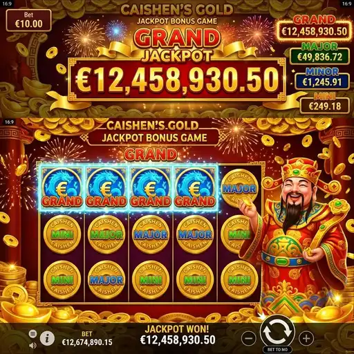Caishen's Gold free spins golden wild reels full column wilds Chinese prosperity gold theme