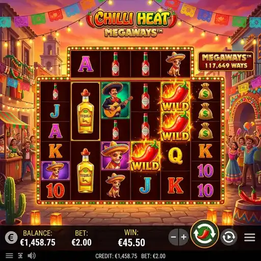 Chilli Heat Megaways slot 6 reel variable grid Mexican fiesta theme money respin plus cascading Megaways mechanics
