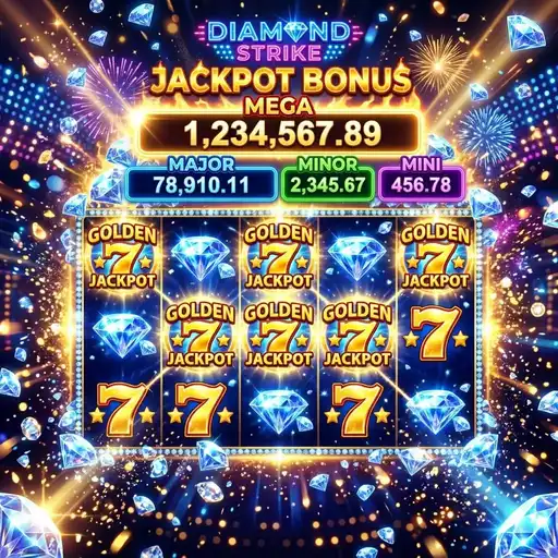 Diamond Strike bonus with diamond symbols and jackpot feature