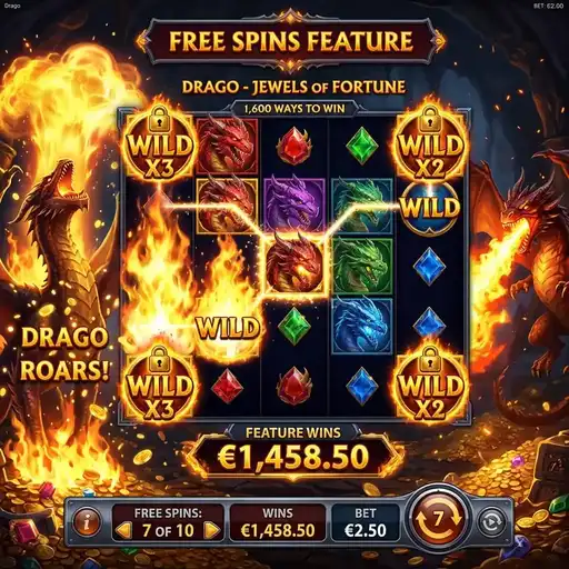 Drago Jewels of Fortune earth dragon bonus with expanded grid and multiplied ways