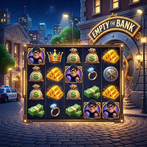 Empty the Bank slot 5x4 grid 40 paylines bank heist theme safe cracking hold and spin crime thriller