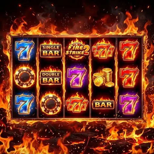 Fire Strike 2 slot with Hold and Respin fire orb mechanic showing locked positions