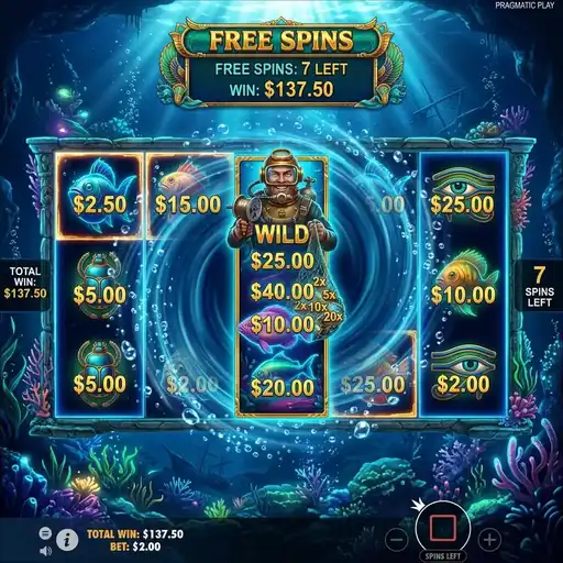 Fish Eye enhanced fish collect with growing underwater values