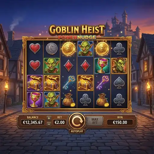 Goblin Heist PowerNudge slot base game with 4,096 ways and fantasy heist symbols