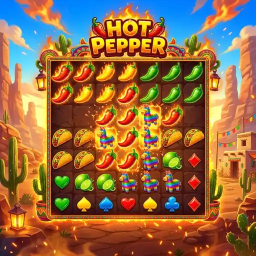 Hot Pepper slot 5x3 grid 25 paylines Mexican food theme expanding pepper money respin 2024 release