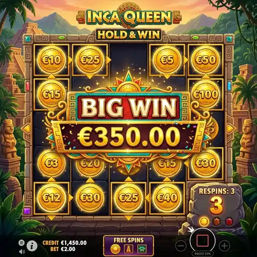 Inca Queen free spins with 3x multiplier and golden temple wild symbols