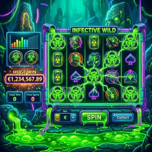 Infective Wild free spins with boosted infection spread covering the majority of the grid