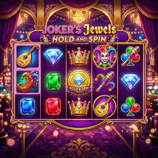 Joker's Jewels Hold and Spin slot with locked crown symbols during respin feature