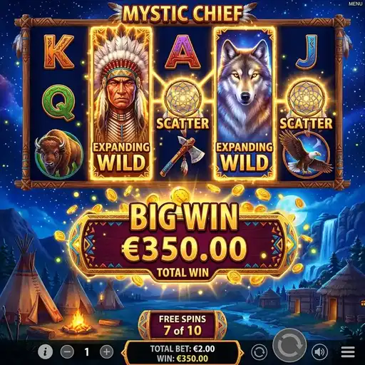Mystic Chief free spins with expanding chief wild and eagle wild symbols