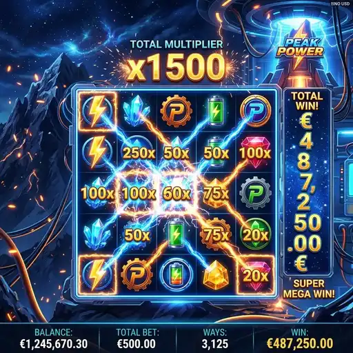 Peak Power free spins mountain climbing progression camps expanding wilds multiplier summit peak