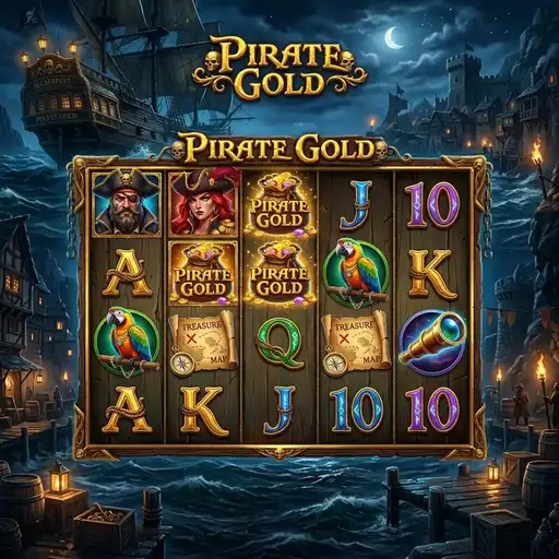 Pirate Gold slot showing Money Respin with treasure coin and jackpot tier symbols