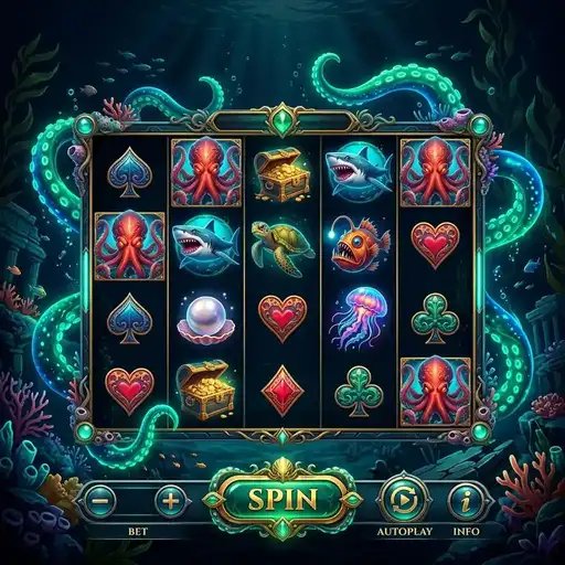 Release the Kraken 2 base game with ocean monster symbols and 20 paylines