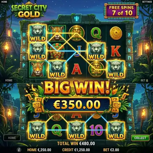 Secret City Gold deep chamber bonus with golden relic pick and multiplier prizes