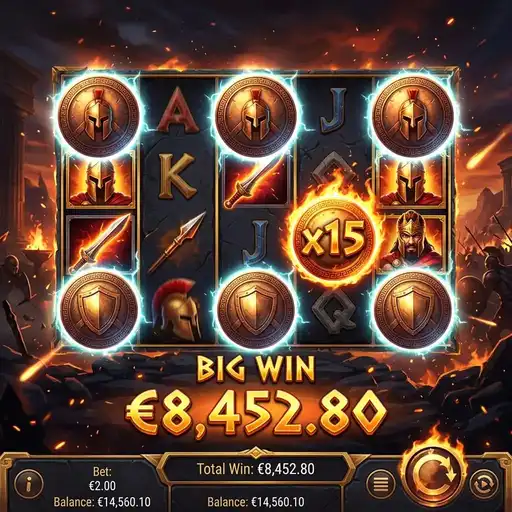 Shield of Sparta free spins with phalanx multiplier building through shield wall formations