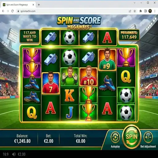 Spin and Score Megaways slot 6 reel plus bonus row football theme highest RTP Pragmatic Play Megaways