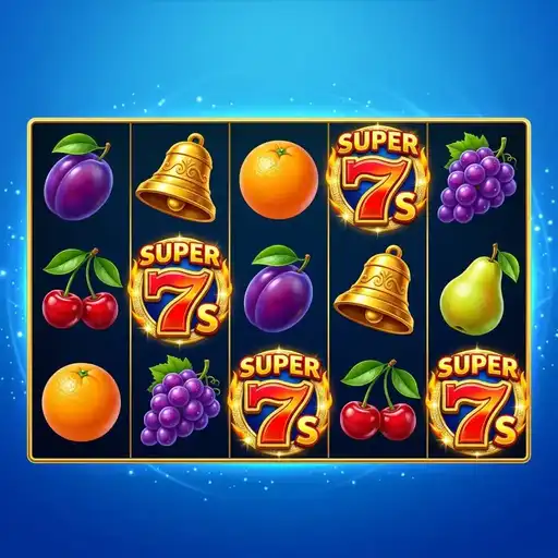 Super 7s classic three reel slot with bars sevens and cherries on retro slot machine design