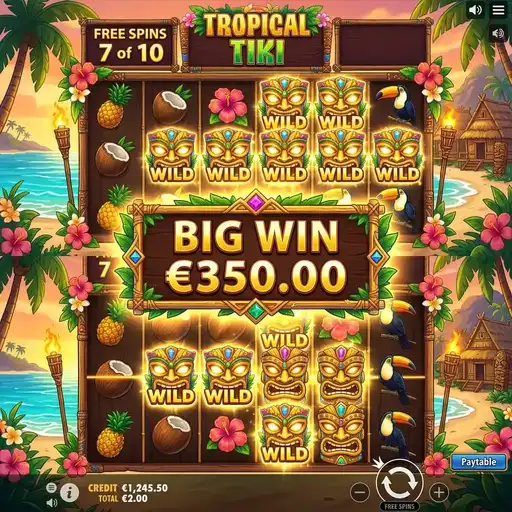 Tropical Tiki free spins with sustained hot temperature and triple wild fire modifiers