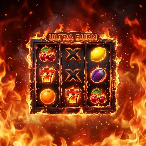 Ultra Burn three reel single row slot with fire theme and blazing symbol effects