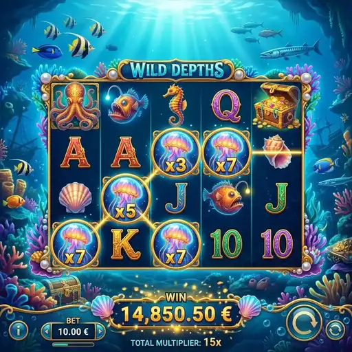 Wild Depths free spins depth descent expanding wilds deep ocean anglerfish giant squid abyss