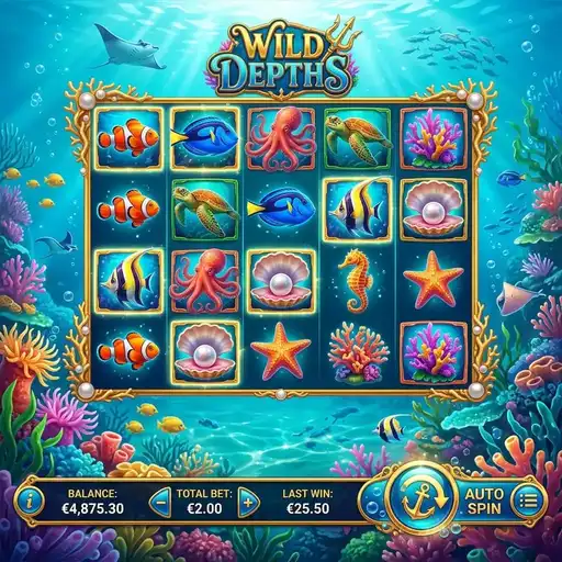 Wild Depths slot base game with deep sea symbols and 1,024 ways
