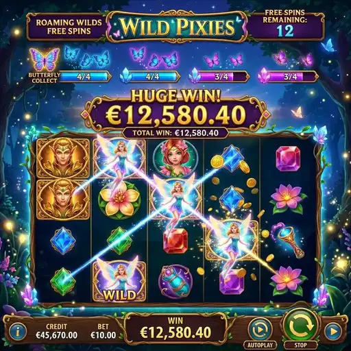 Wild Pixies free spins with roaming wild feature