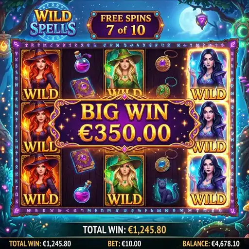 Wild Spells free spins with potion combo system and enhanced cauldron effects